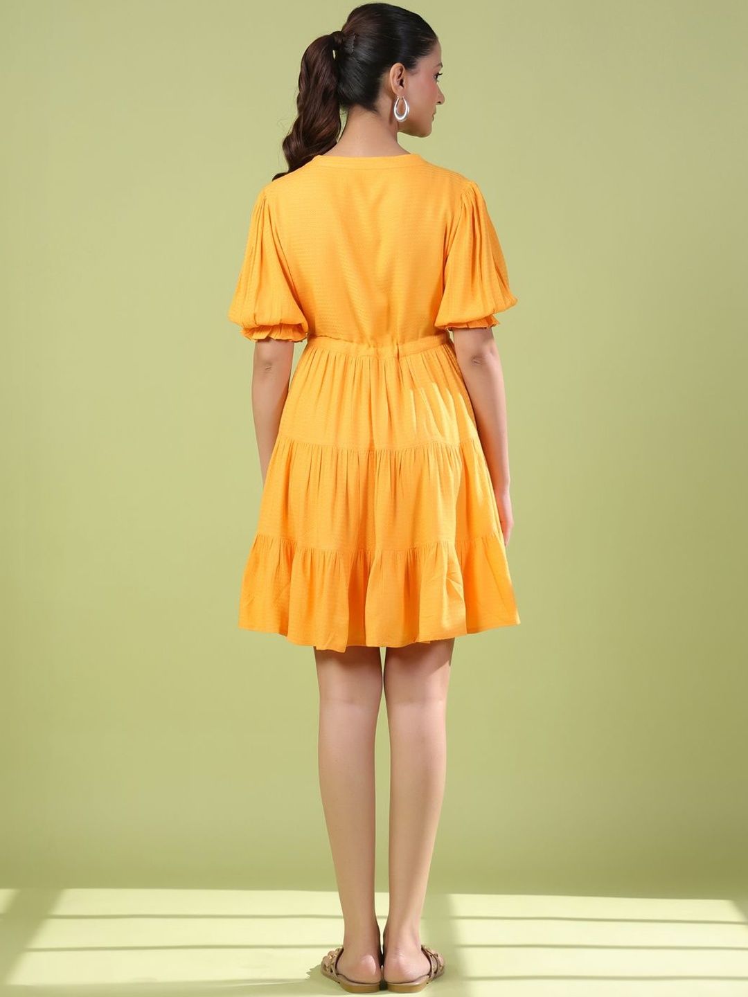 Dhiyona AY Women's Puff Sleeve Fit & Flare Mini Dress
