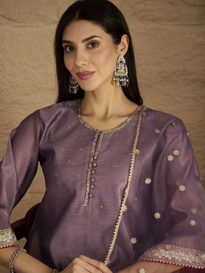 Dhiyona VA Women Regular Sequinned Kurta with Palazzos & With Dupatta