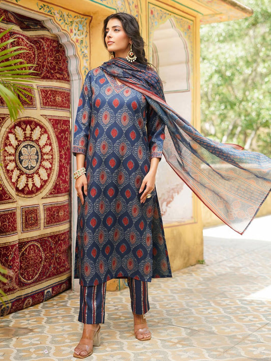 Dhiyona KL Women Ethnic Motifs Printed Kurta with Trousers & Dupatta