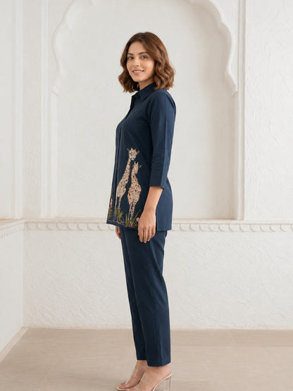 Gaur azure embroidery cotton co-ord set
