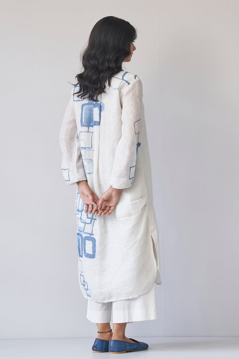 Women's Marshmallow and Blue Linen Co-ord Set