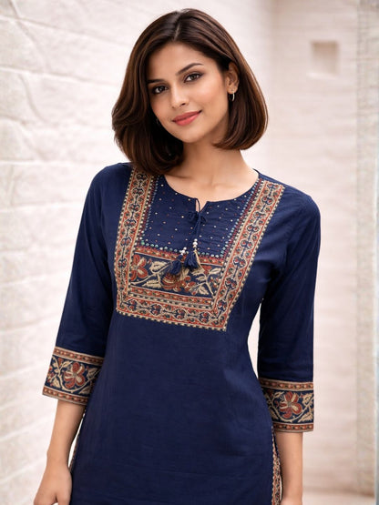 Vairagi Indi Printed Work Cotton Kurta Pant Set