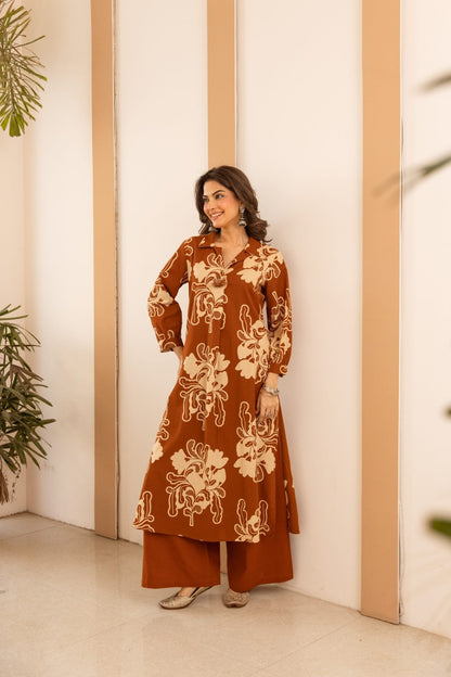 Karen Turmeric printed kurta pant set