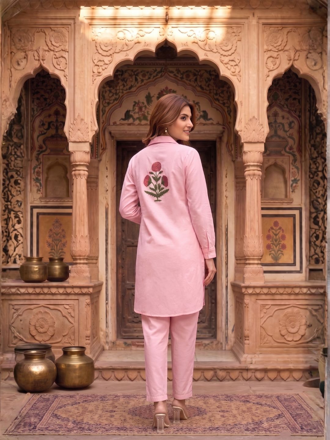 Sarvo softpink cotton co-ord set