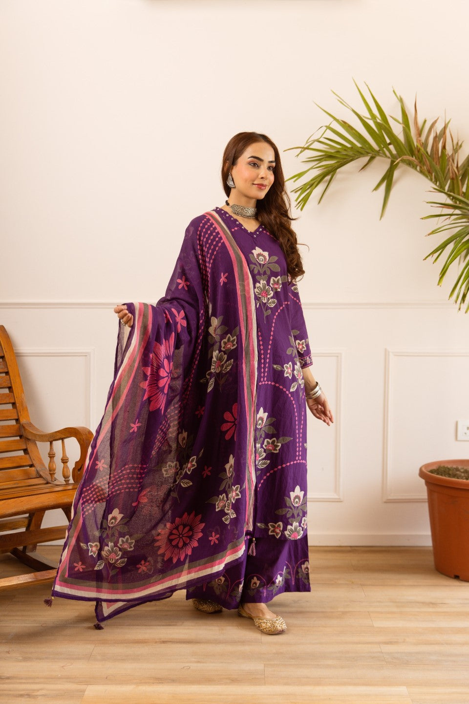 Karen amethyst cotton suit set