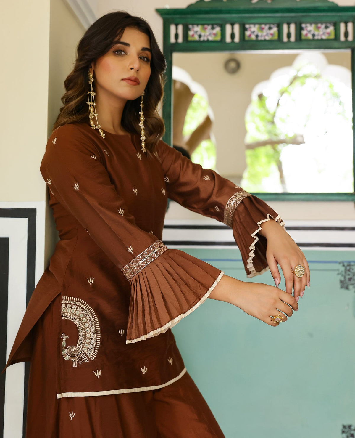 Kanira Brown Chanderi Kurta Set