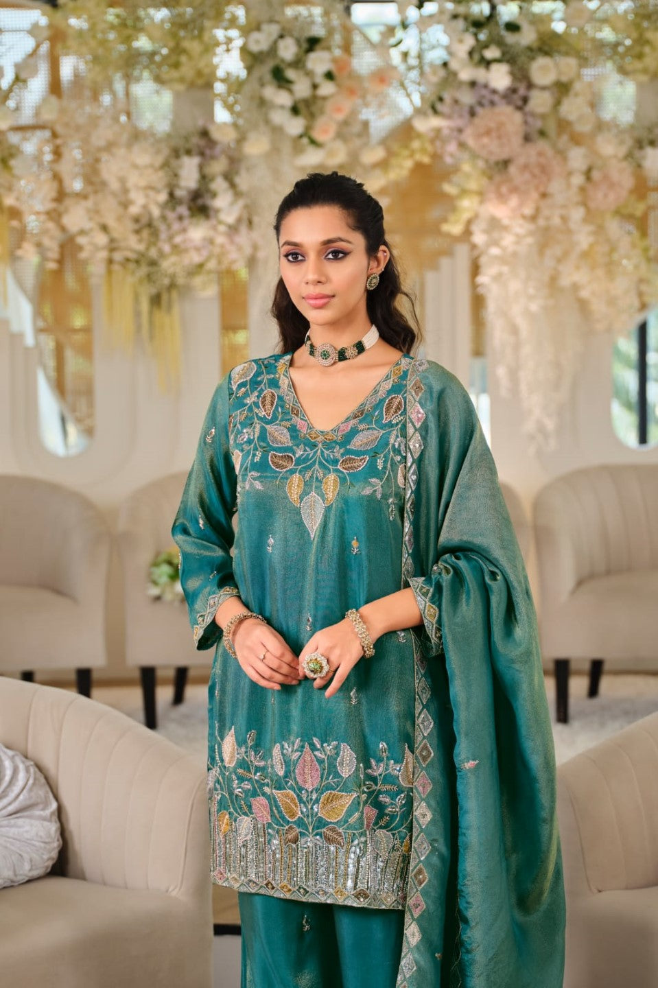 Areesa Teal full work suit set