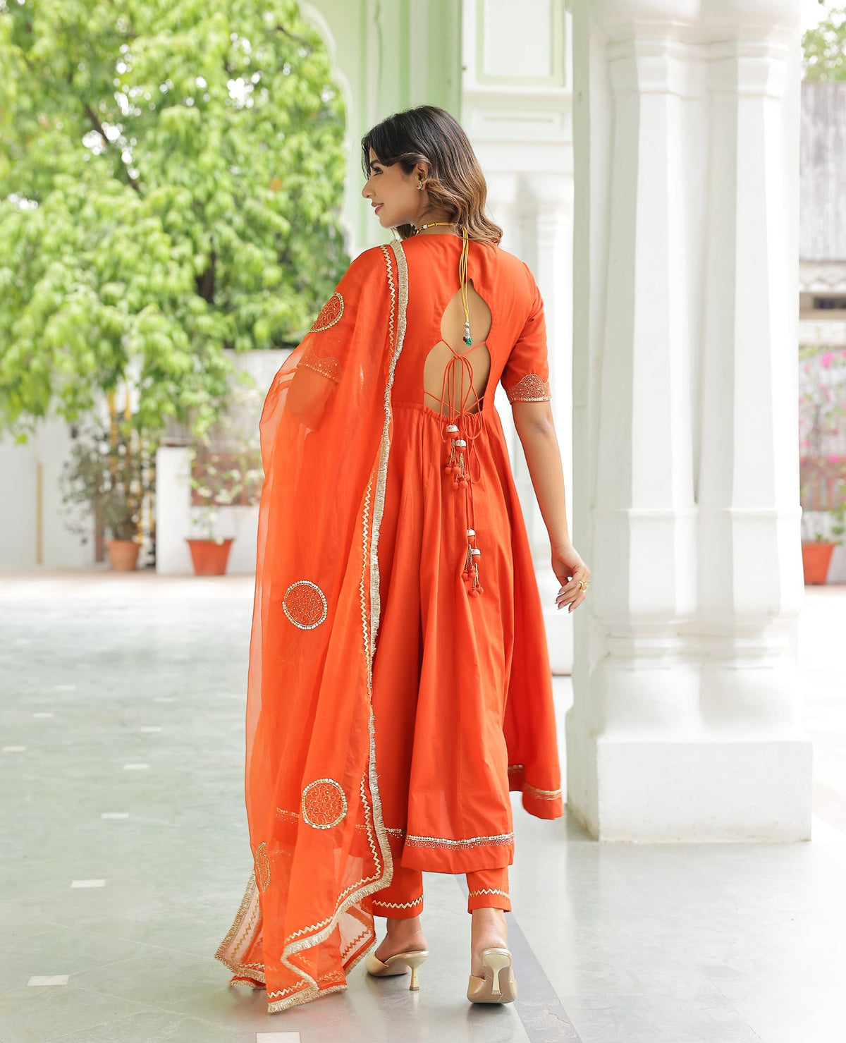 Sakhi Rust Orange Cotton Suit Set