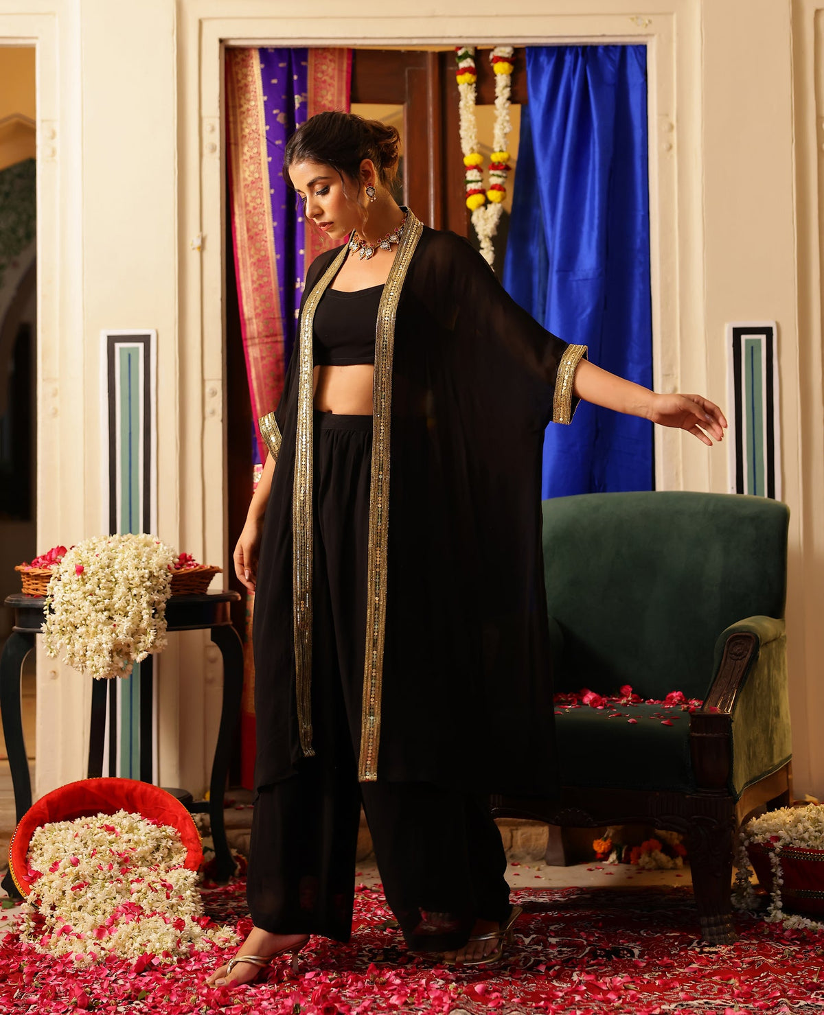 Rajsi Black Georgette Coord Set