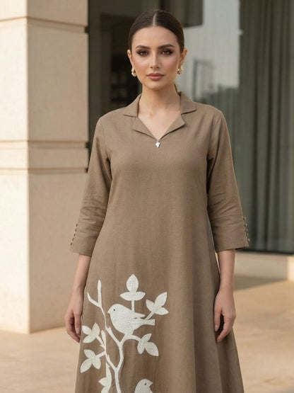 Sargi russet embroidery cotton kurta pant set