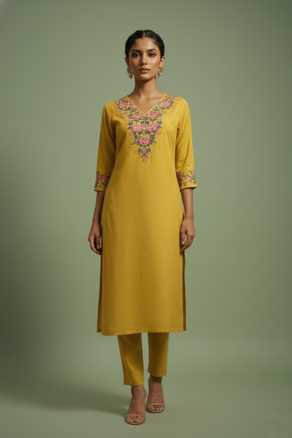 Chandri Wattle Embroidered Kurta Pant Set