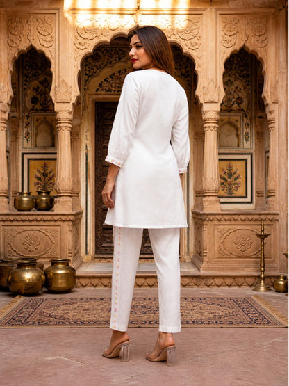 Darika Vanilla Embroidery Co-ord Set