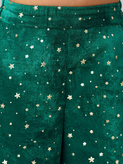 Razzle Dazzle Girls Gold Sequins Party Top With Velvet Pants
