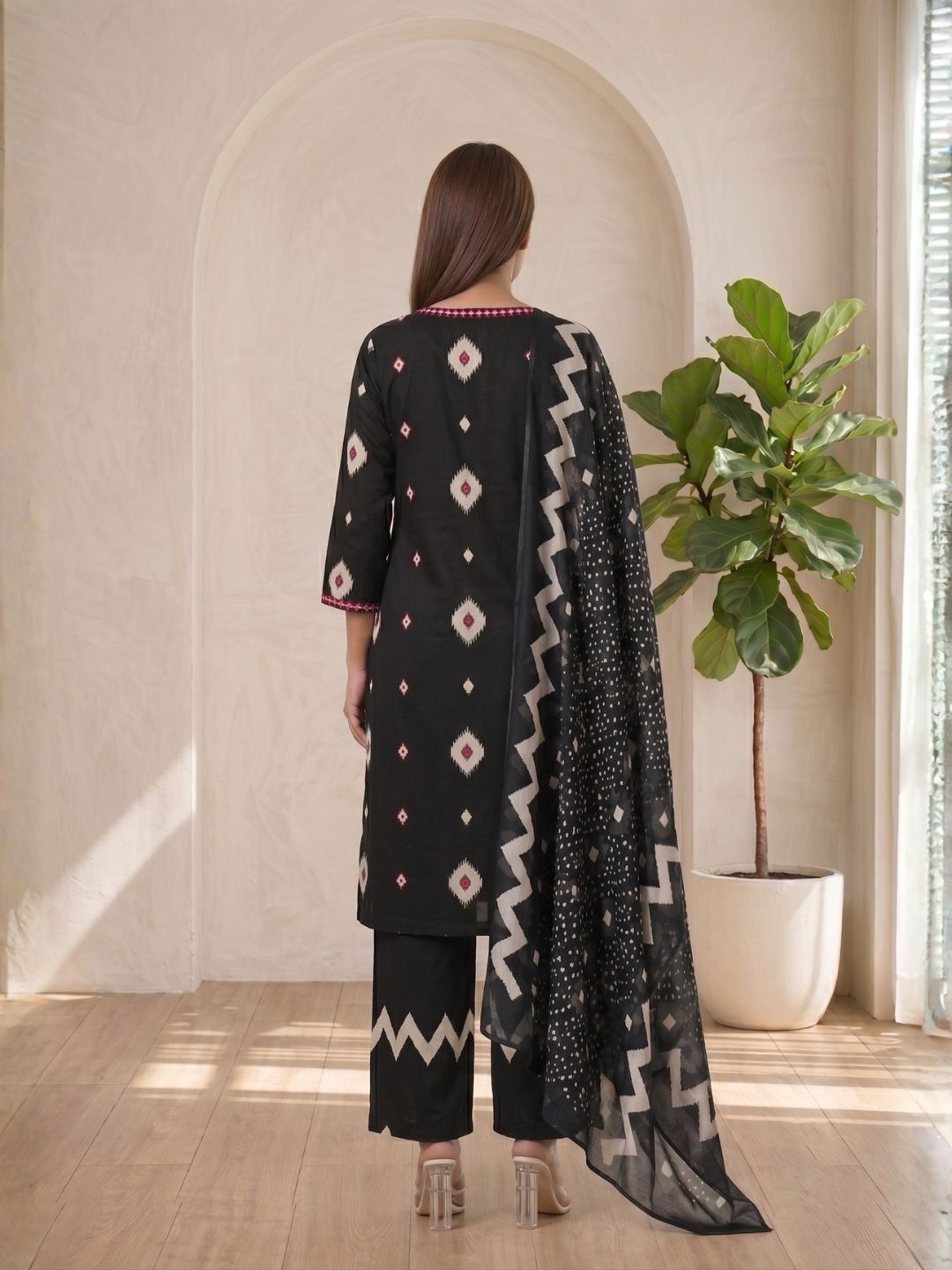 ARANYA ONYX IKAT PRINT COTTON SUIT SET