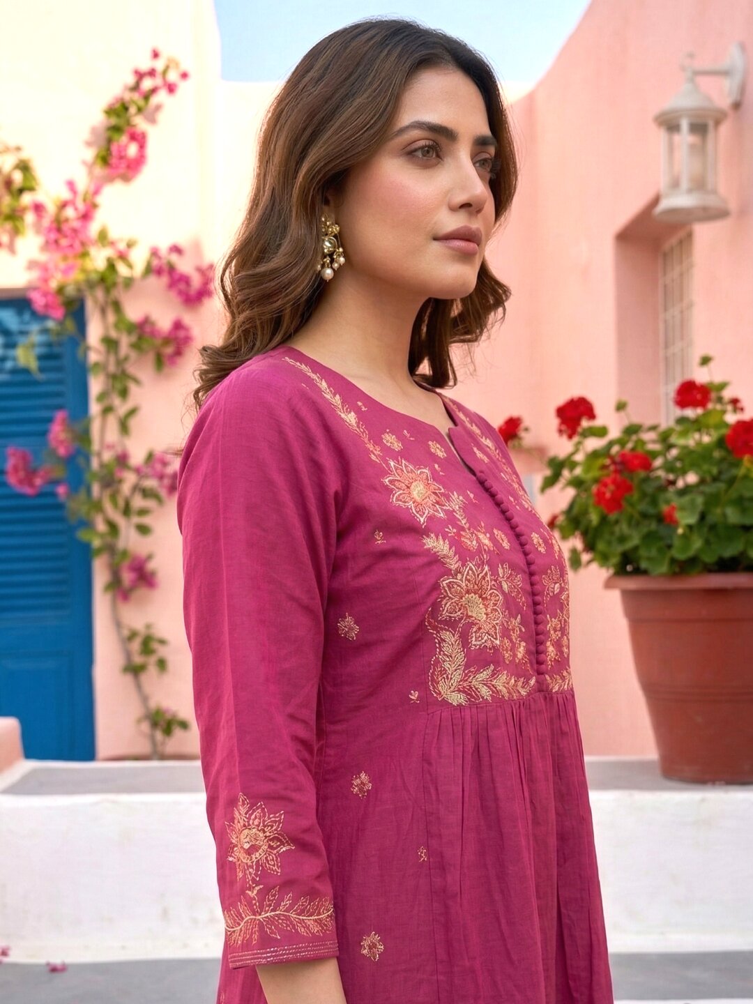 Chandri Blush Embroidered Kurta Pant Set