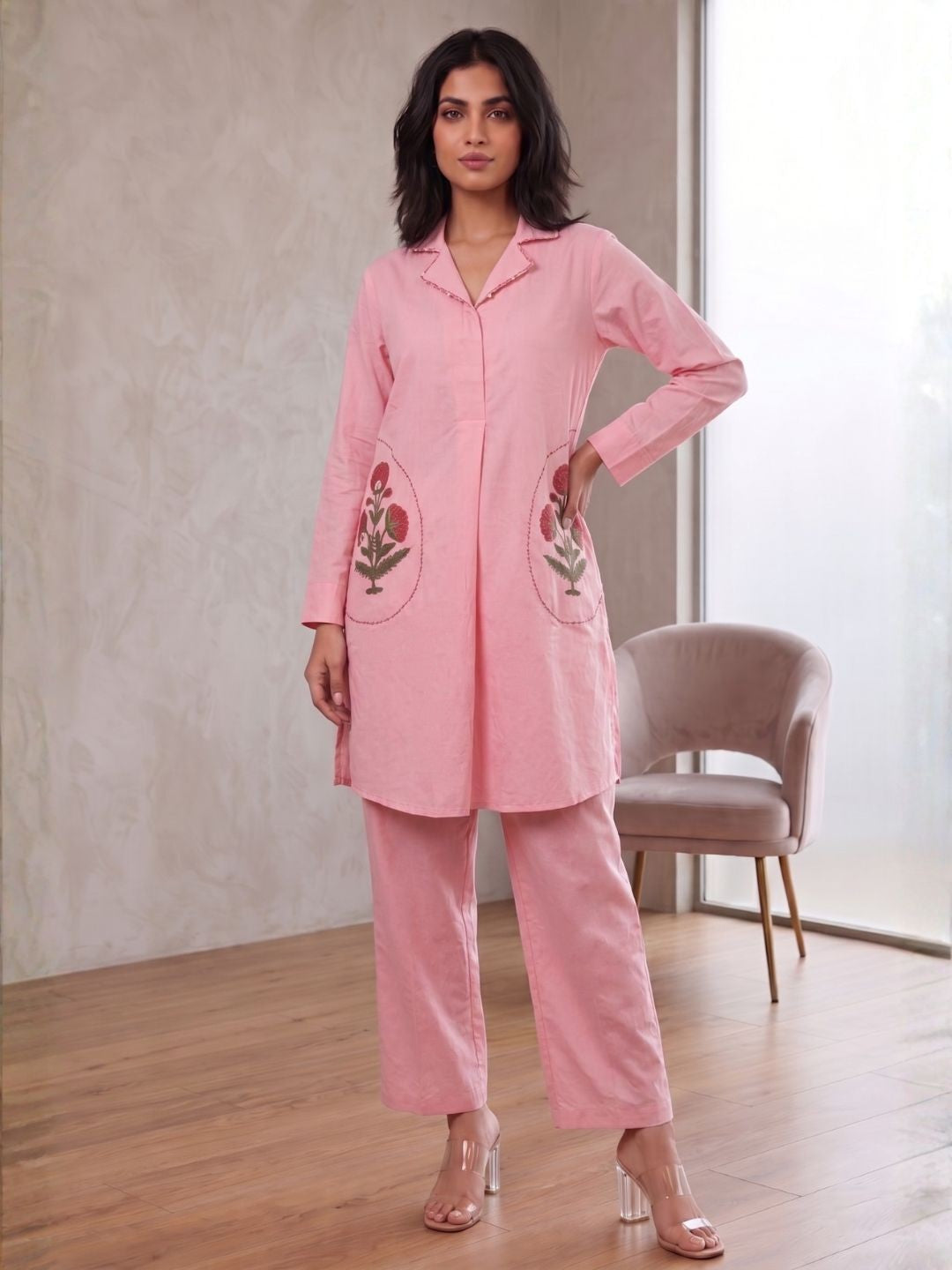 Sarvo softpink cotton co-ord set