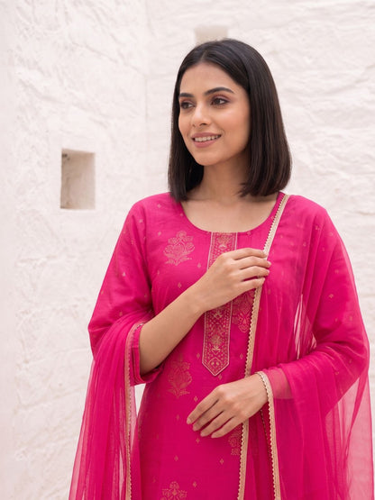 Shanti Raspberry Work Suit Set
