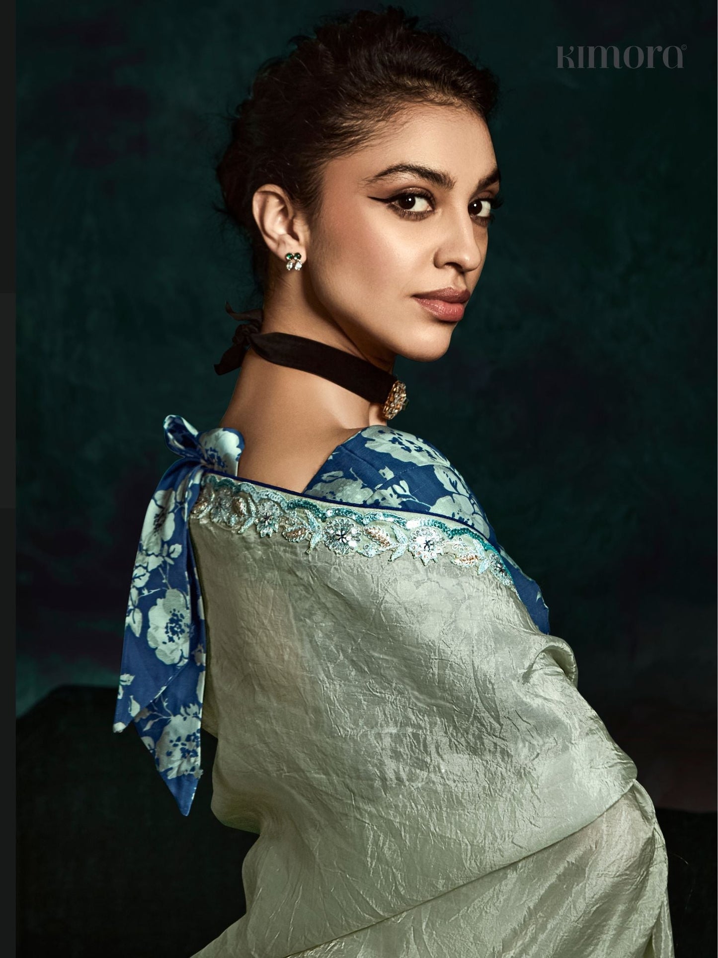 Dhiyona KM Women Stunning See Green Designer Organza Saree “ A Touch Of Elegance And Grace