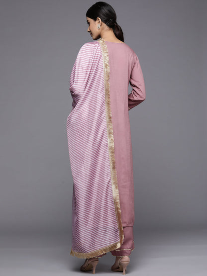 Dhiyona VR Women's Solid Kurta Set With Printed Dupatta