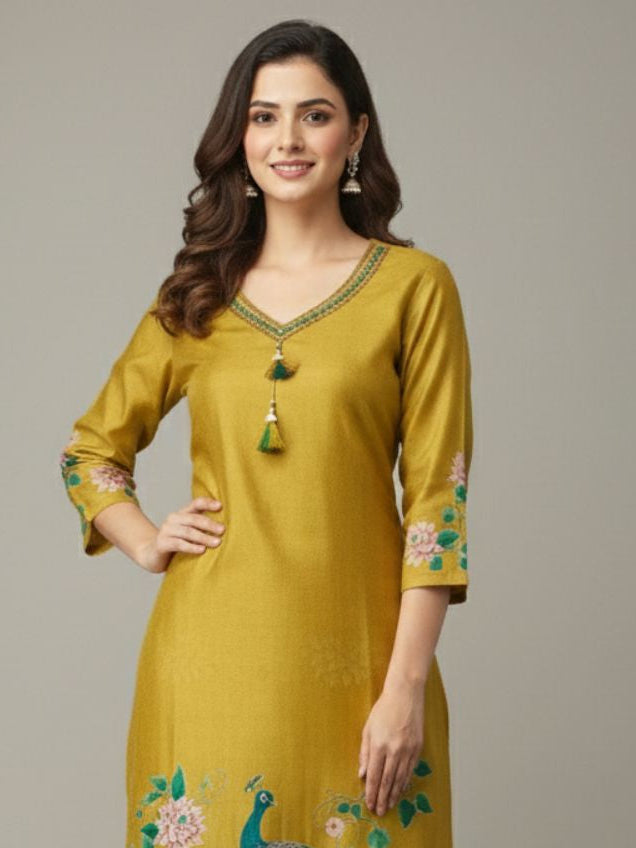 Reet Gold Printed Work Suit Set