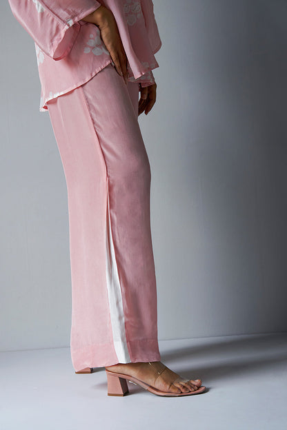 Women's Crystal Rose Crepe Silk Co-ord Set With Detailing Hand Embroidery on Top