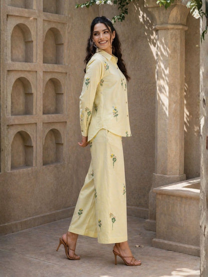Molly Lime embroidery cotton co-ord set