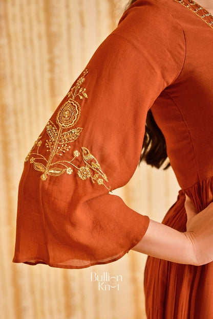Dhiyona BN Resham Rustika Kurta Set (Dress) in Brown