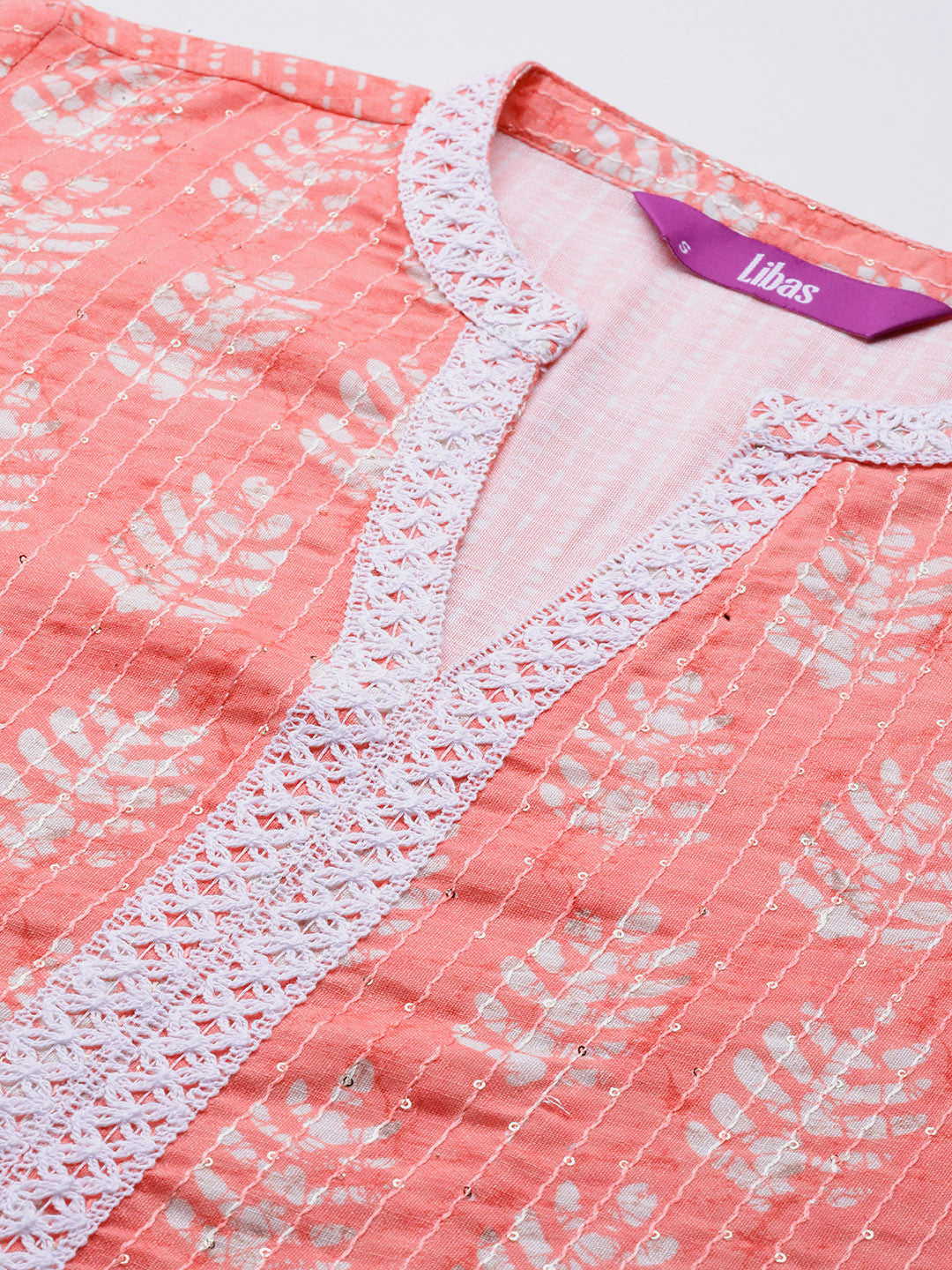 Floral Printed Regular Sequinned Kurta with Trousers