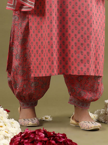 Dhiyona IE Ethnic Motifs Printed Regular Pure Cotton Kurta with Salwar & With Dupatta
