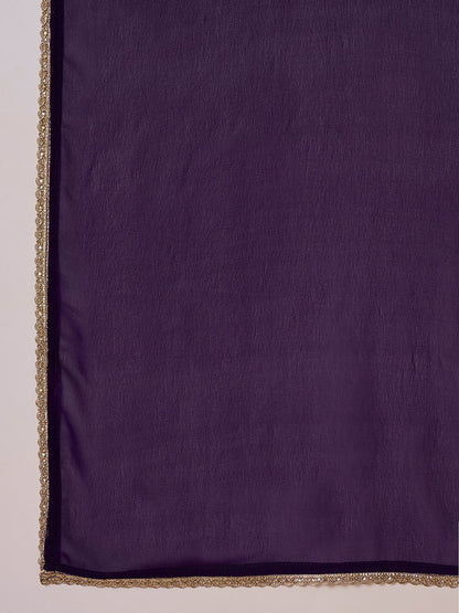 Dhiyona SN Embroidered V-Neck A-Line Kurti & Palazzos With Dupatta