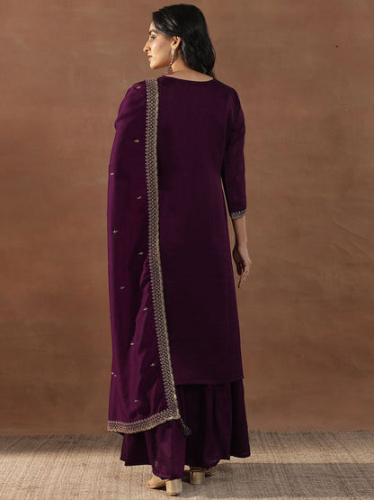 Dhiyona LL Women Floral Embroidered Regular Kurta with Sharara & With Dupatta