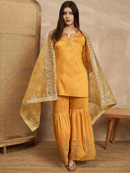 Dhiyona HOP Women Yoke Design Kurta & Sharara With Dupatta