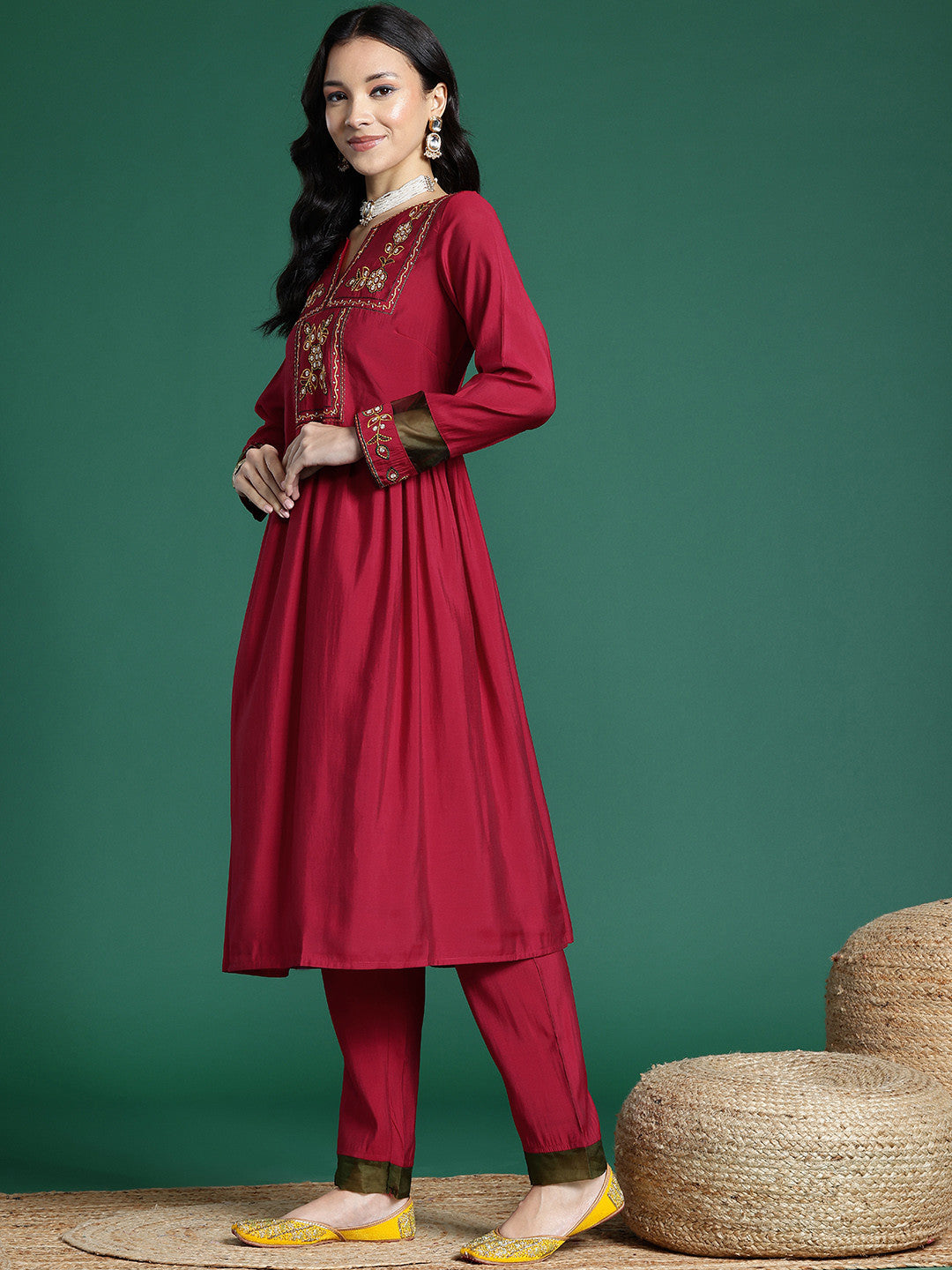 Embroidered Kurta Set With Dupatta