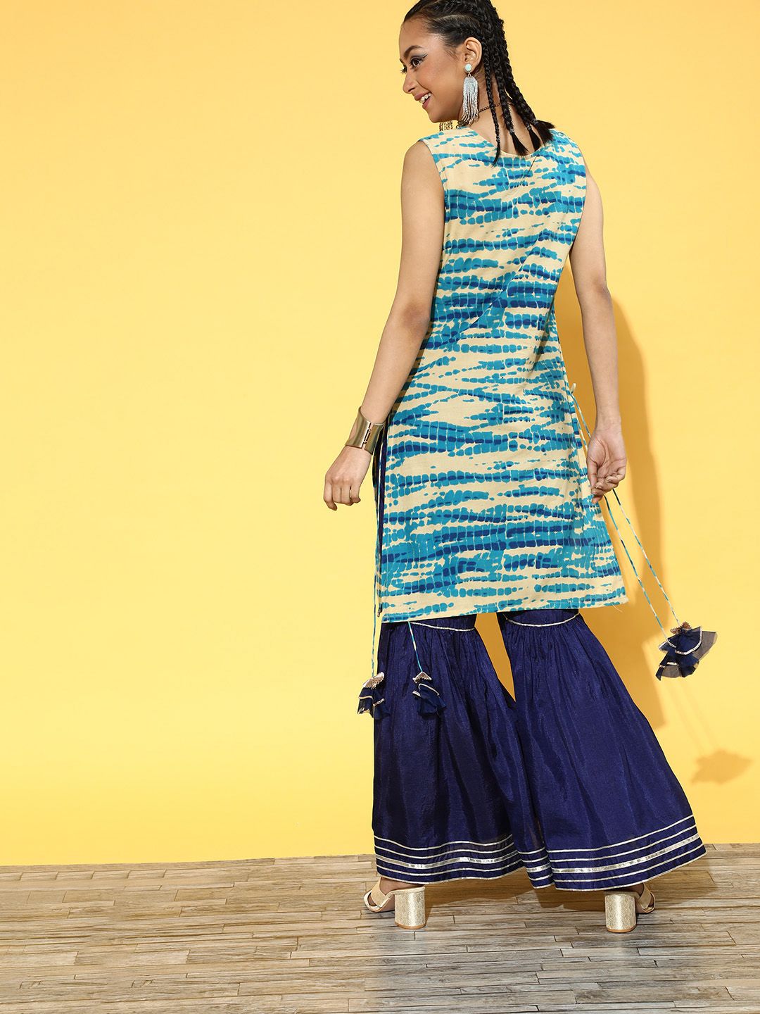 Ombre Cotton Blend Short Kurti with Sharara