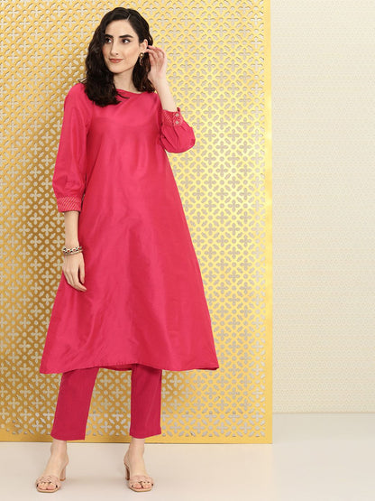 Dhiyona OD  Women Fuchsia Pink Solid Rozana Kurta