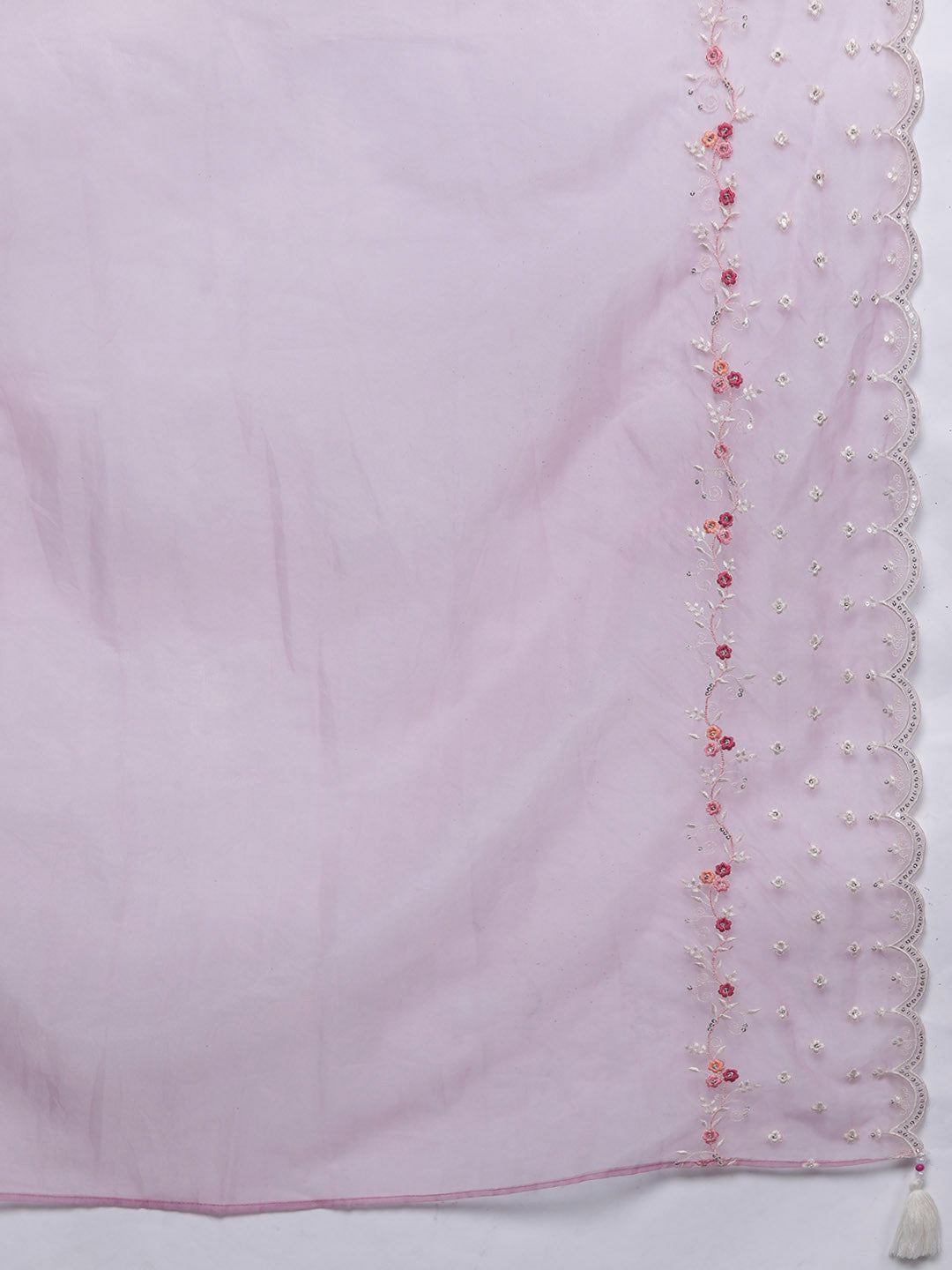 Floral Embroidered Regular Thread Work Kurta With Trousers & Dupatta
