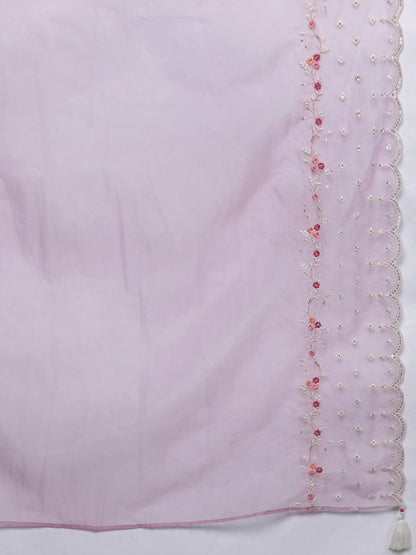 Floral Embroidered Regular Thread Work Kurta With Trousers & Dupatta