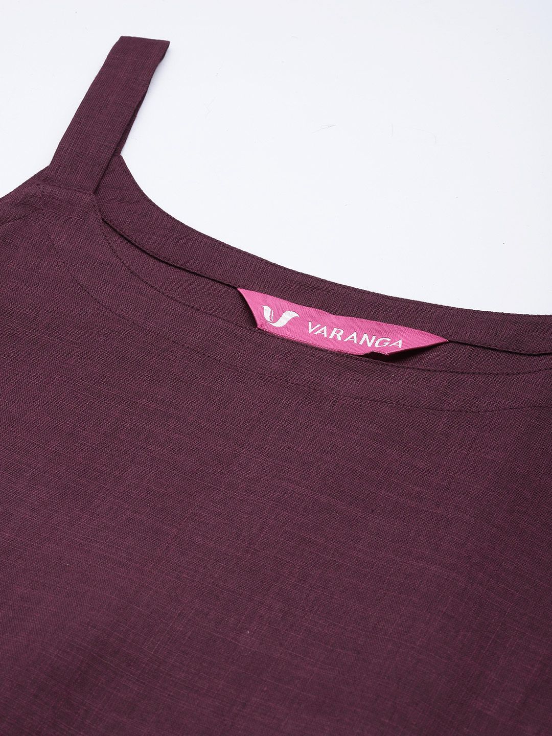 Violet Violet Solid Sleeveless Kurta With Trousers & Bandhani Printed Dupatta