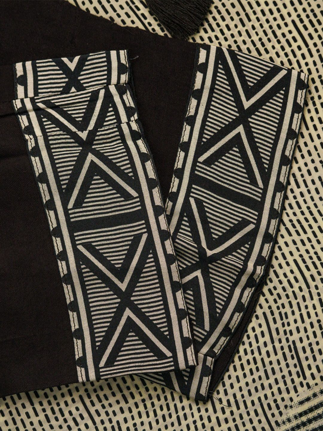 Dhiyona IS Women's Abstract Printed Linen Straight Kurta with Trousers & Dupatta