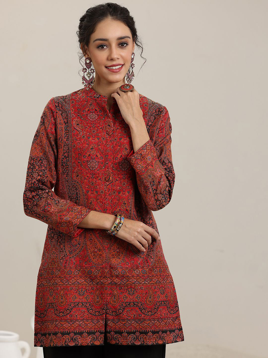 Paisley Printed Straight Kurti With Palazzos
