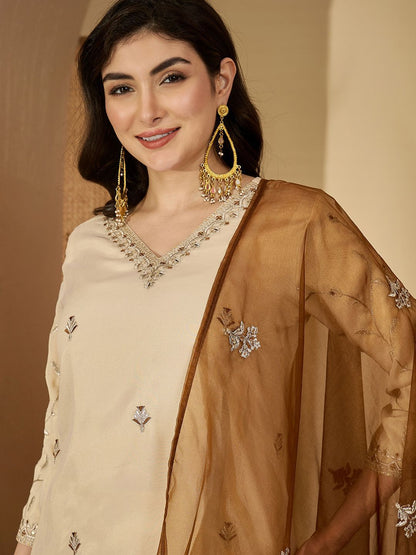 Dhiyona SN Women Ethnic Motifs Embroidered Kurta With Palazzos & Dupatta