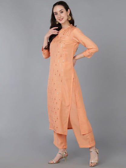 Dhiyona KL Ethnic Motifs Embroidered Regular Mirror Work Kurta With Palazzos & Dupatta