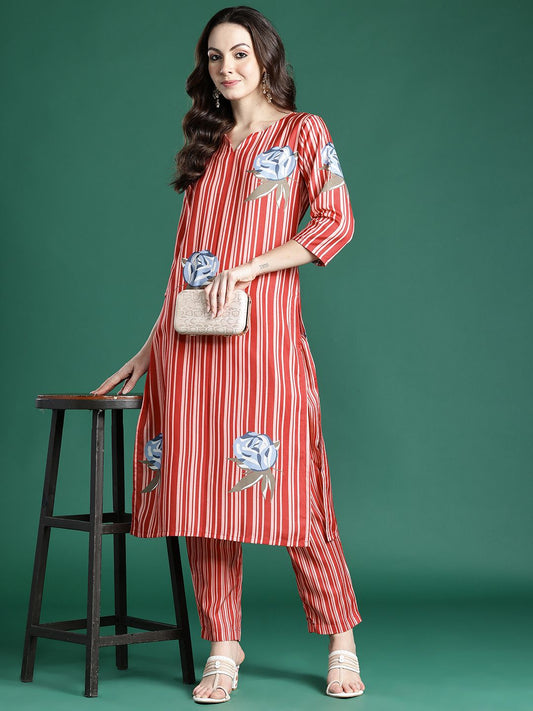 Floral Printed Regular Kurta with Trousers