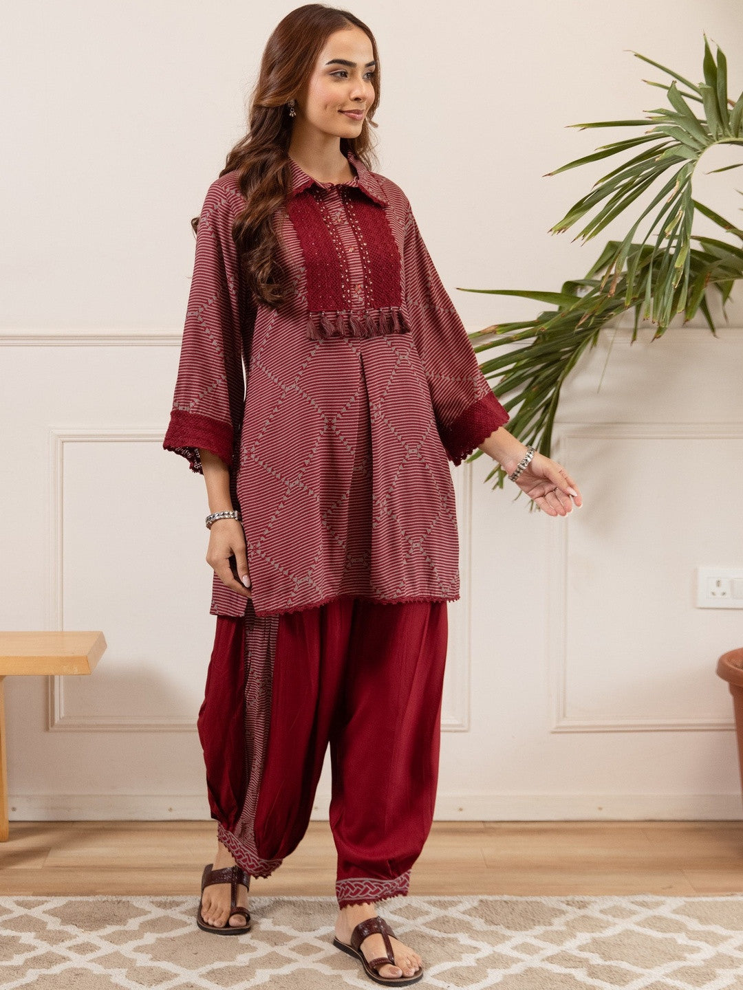 Geometric Printed Straight Kurta with Patiala