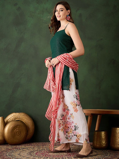 Dhiyona SN Floral Printed Kurta With Palazzos Dupatta