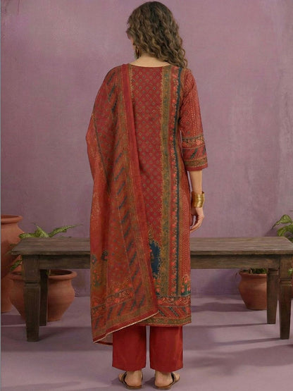 Dhiyona CH Women Ethnic Motifs Printed Regular Kurta with Trousers & With Dupatta
