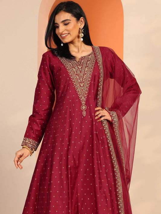 Women Ethnic Motifs Regular Thread Work Kurta with Trousers & With Dupatta