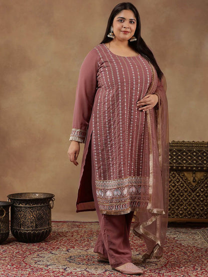 Dhiyona IN Women Ethnic Motifs Embroidered Regular Thread Work Kurta with Palazzos & With Dupatta