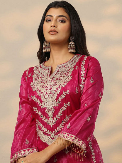 Dhiyona LL Women Ethnic Motifs Embroidered Kurta with Sharara & Dupatta