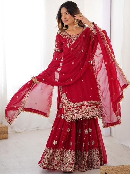 Dhiyona KL Women Ethnic Motifs Printed Kurta with Sharara & Dupatta